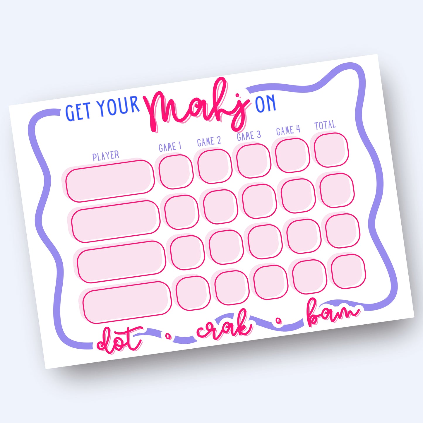 Get Your Mahj On Scorecard—Lavender Pop