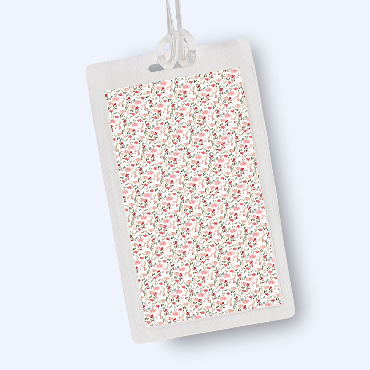 Pink Watercolor Floral Ribbon Bag Tag