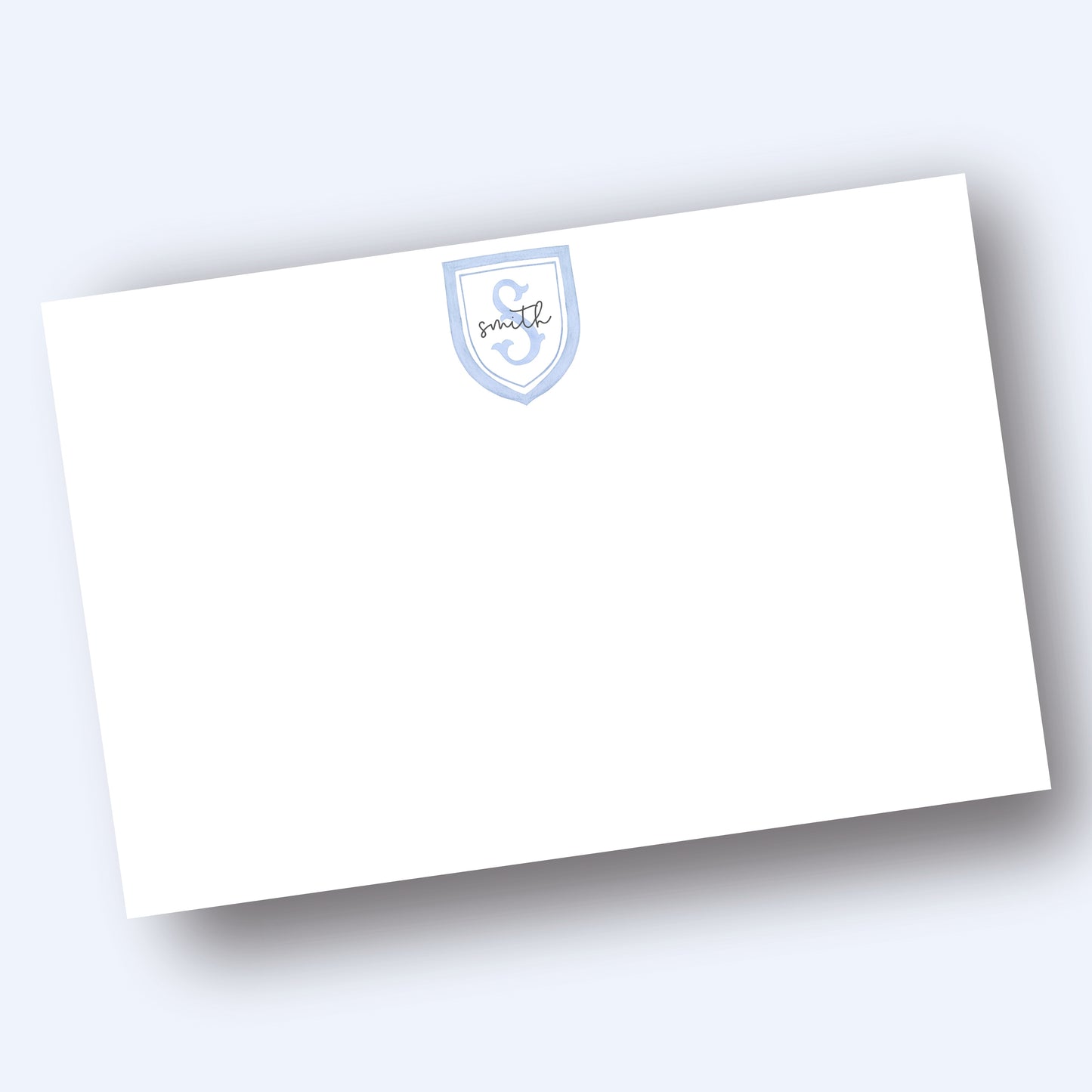 Watercolor Crest Script Stationery