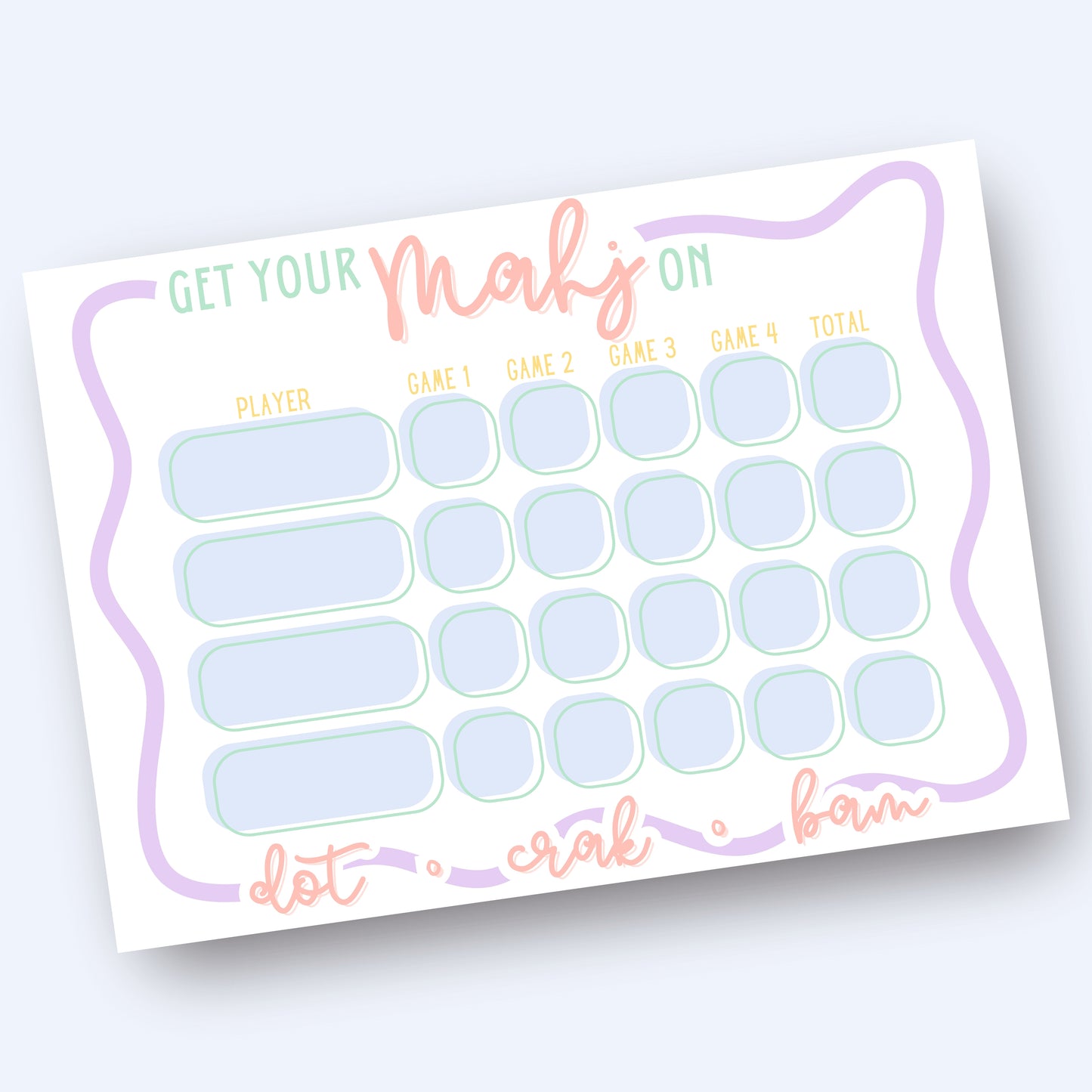 Get Your Mahj On Scorecard—Sorbet