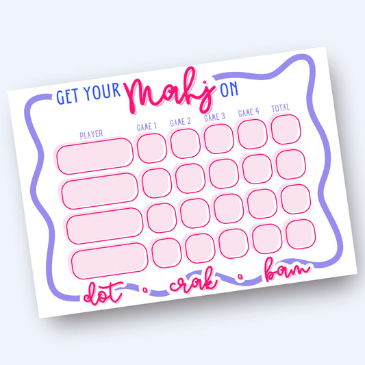 Get Your Mahj On Scorecard—Lavender Pop