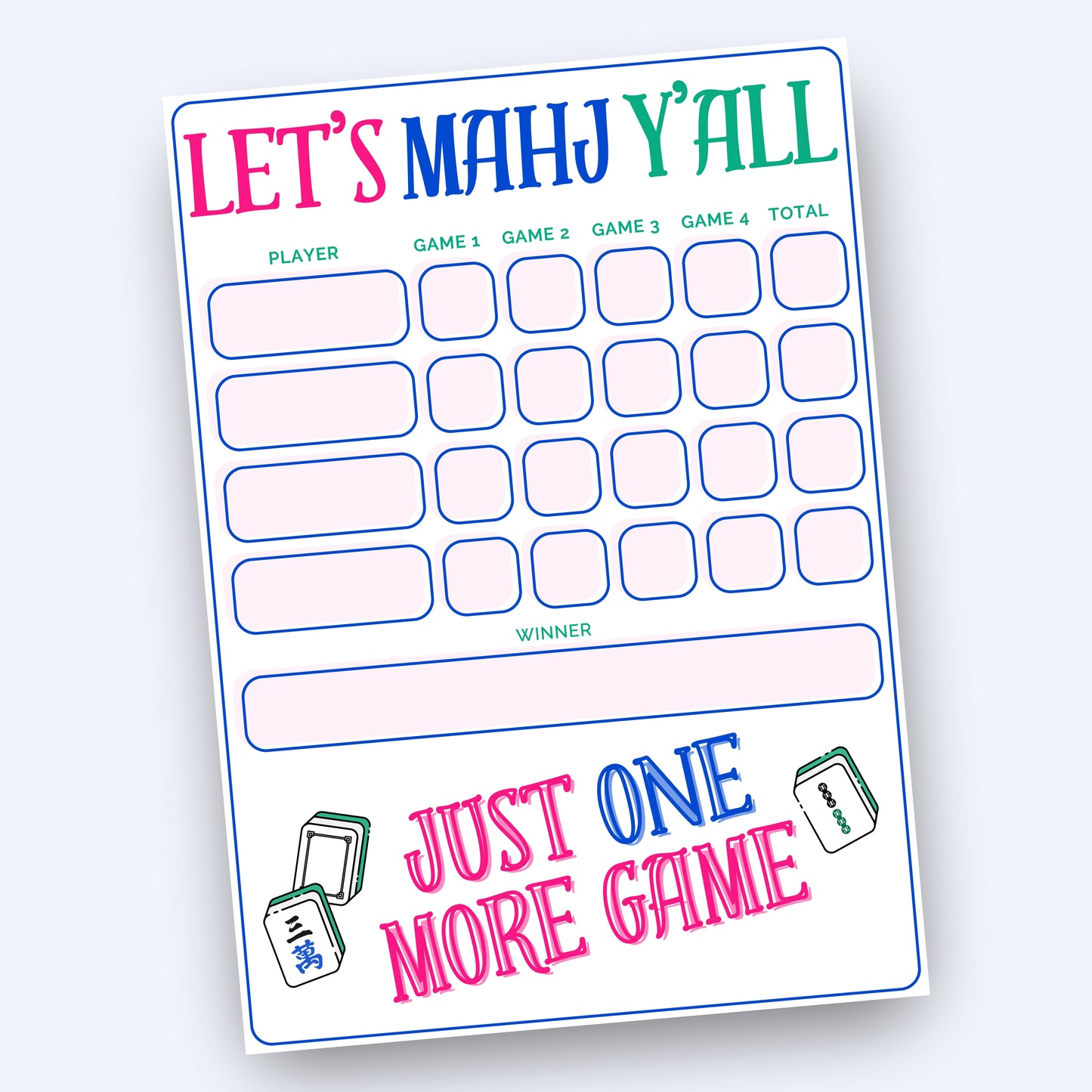 Let's Mahj Y'all Scorecard—Bewitched