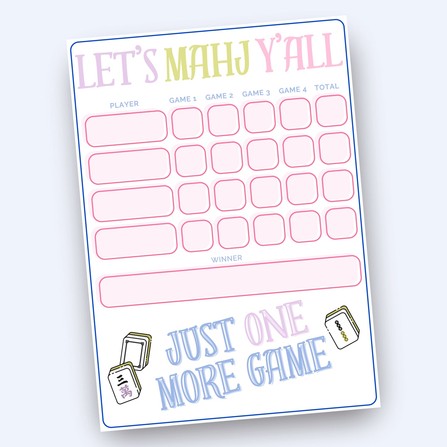 Let's Mahj Y'all Scorecard—Zesty