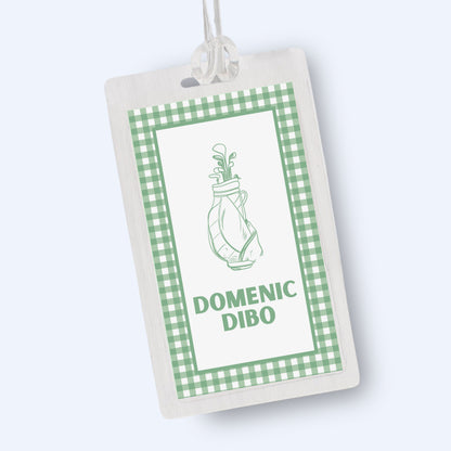 Green Gingham Golf Bag Tag