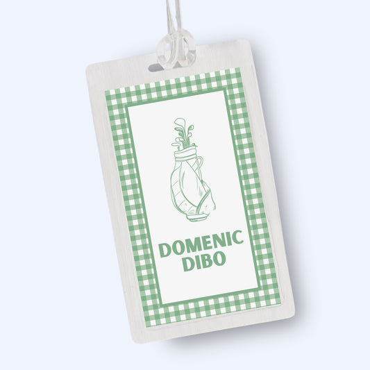 Green Gingham Golf Bag Tag