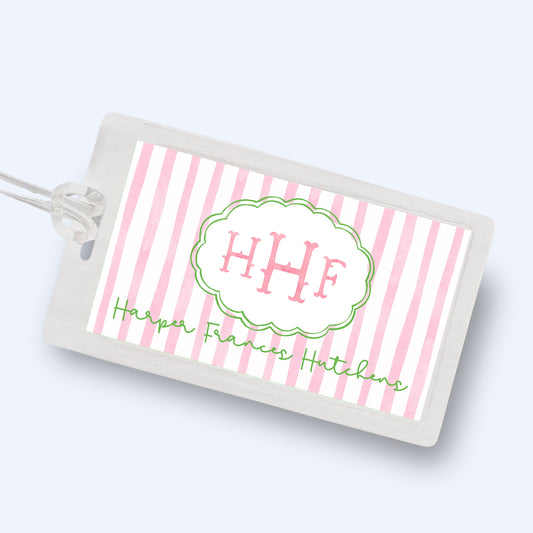 Pink & Green Whimsical Bag Tag