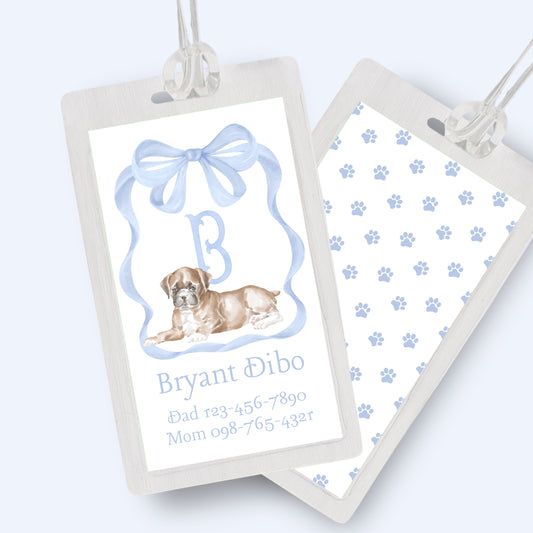 Watercolor Puppy Bag Tag
